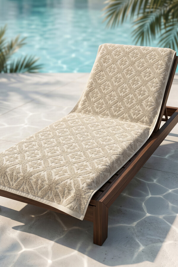 100% Cotton Beach Pool Bath Towel in Taupe (Model 04) - Thumbnail