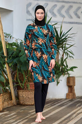 Maresiva - 2 Farklı Şekilde Giyilebilir Tesettür Mayo Elenora 1 8008 Siyah Remsa Mayo (1)