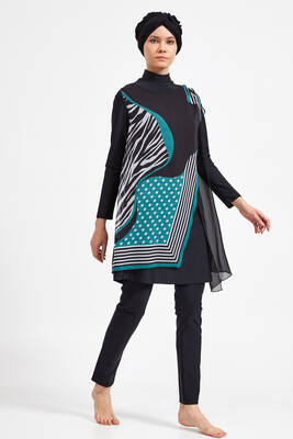 Remsa - 3 Piece Pareo Lycra Fully Covered Hijab Swimsuit Adasea 4365 Black (1) Remsa - 3 Piece Pareo Lycra Fully Covered Hijab Swimsuit Adasea 4365 Black (1)