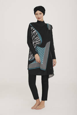 Remsa - 3 Piece Pareo Lycra Fully Covered Hijab Swimsuit Sanda 5 4365 Black Remsa Swimwear (1) Remsa - 3 Piece Pareo Lycra Fully Covered Hijab Swimsuit Sanda 5 4365 Black Remsa Swimwear (1)