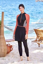 Adasea - 3-Way Wearable Lycra Full Covered Swimwear Olga 4533 Black