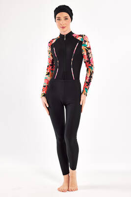 Adasea - 3-Way Wearable Lycra Modest Swimsuit With Skirt Dora 1108 Black (1) Adasea - 3-Way Wearable Lycra Modest Swimsuit With Skirt Dora 1108 Black (1)