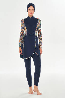 Maresiva - 3-Way Wearable Lycra Skirted Modest Swimsuit Dora 2110 Dark Navy (1) Maresiva - 3-Way Wearable Lycra Skirted Modest Swimsuit Dora 2110 Dark Navy (1)