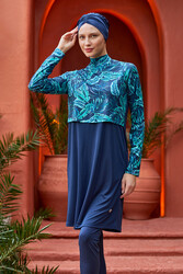 Rozamay - Abstract Print Full-Cover Swimwear Set