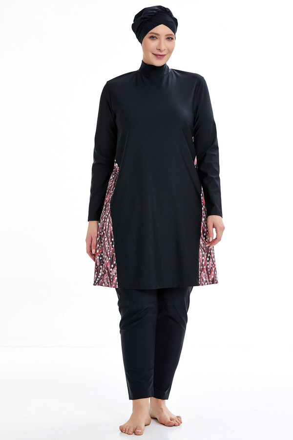 Adasea Büyük Beden Tam Kapalı Tesettür Mayo 4378 Siyah Remsa Mayo - Thumbnail