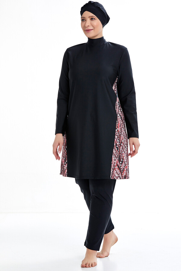 Adasea Büyük Beden Tam Kapalı Tesettür Mayo 4378 Siyah Remsa Mayo - Thumbnail