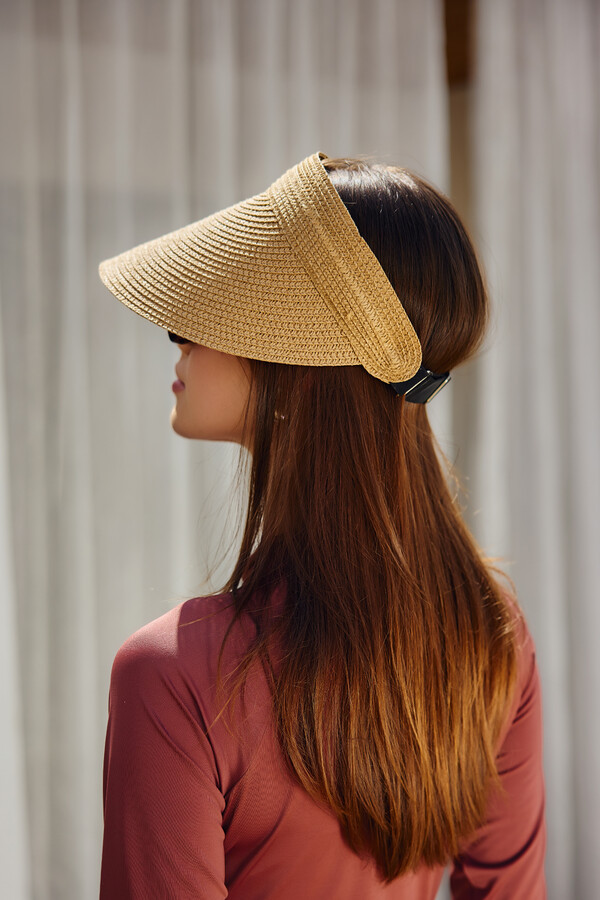 Adjustable Visor Straw Hat for Sun Protection - Thumbnail