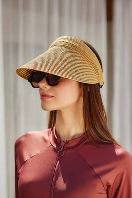 Remsa Mayo - Ayarlanabilir Lastikli Vizör Hasır Şapka Güneş Koruyucu Siperlik RŞ-2089 Camel01 Remsa Mayo - Ayarlanabilir Lastikli Vizör Hasır Şapka Güneş Koruyucu Siperlik RŞ-2089 Camel01