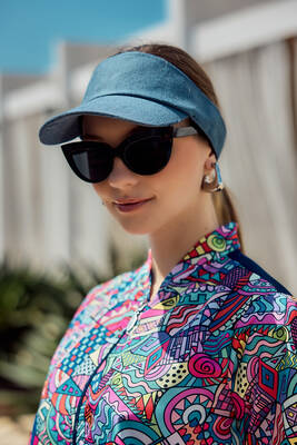 Remsa - Ayarlanabilir Rugan Vizör Tenisçi Golf Şapka Güneş Koruyucu Siperlik RŞ-109 Denim (1)