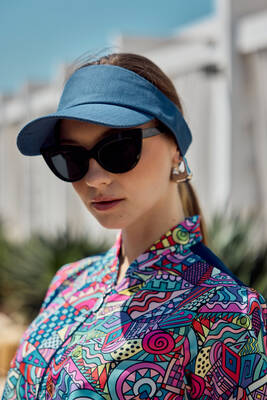 Remsa Mayo - Ayarlanabilir Vizör Tenisçi Golf Şapka Güneş Koruyucu Siperlik RŞ-109 İndigo (1)