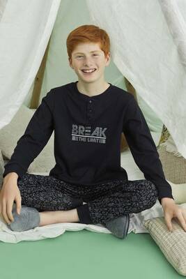 Remsa - Aydoğan Boys' Cotton Pajama Set 240729 Black Remsa - Aydoğan Boys' Cotton Pajama Set 240729 Black