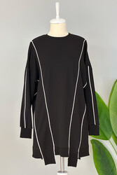 Remsa - Basic Biye Detaylı Sweat Tunik 10413 Siyah