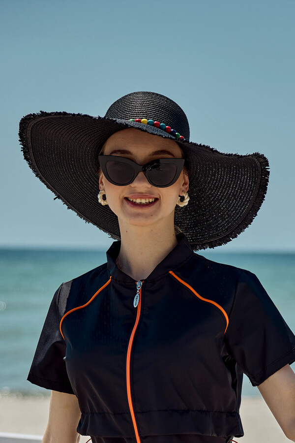 Beaded Straw Beach Hat - Thumbnail