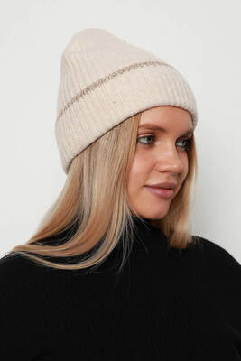 Remsa - Beaded Women's Hat RKŞ-1139 - Beige