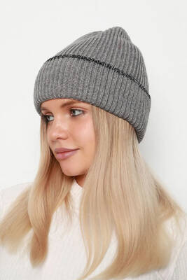 Remsa - Beaded Women's Hat RKŞ-1139 - Gray