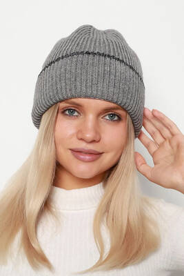 Remsa - Beaded Women's Hat RKŞ-1139 - Gray (1)