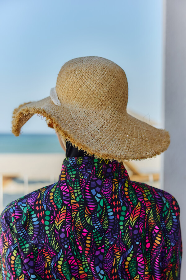 Beige Straw Hat with Tassel Trim Accessory - Thumbnail