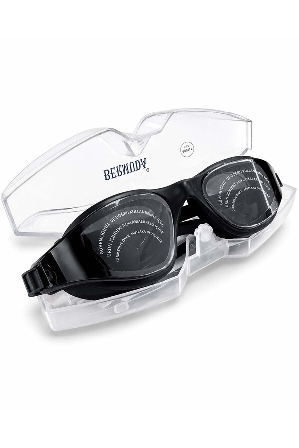 Black Ear-Hook Swim Goggles with Adjustable Strap - Thumbnail