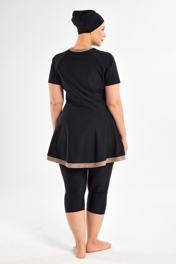 Black Full-Cover Modest Swimsuit Set with UV Protection 1806 - Thumbnail