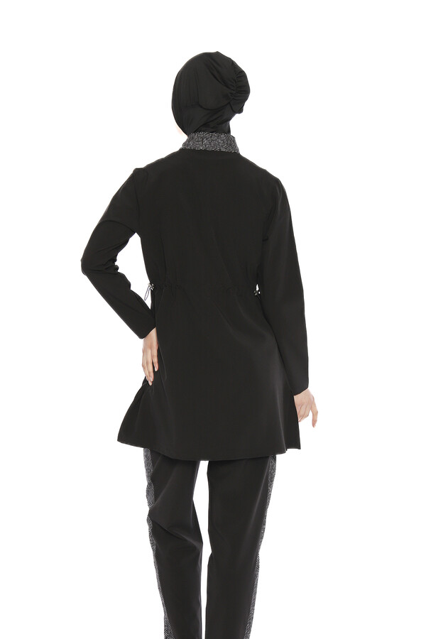Black Full-Cover Swimwear 4-Piece Set - Thumbnail