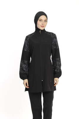 Haliç Mayo - Black Full-Cover Swimwear Set with Tunic and Swim Cap (1)