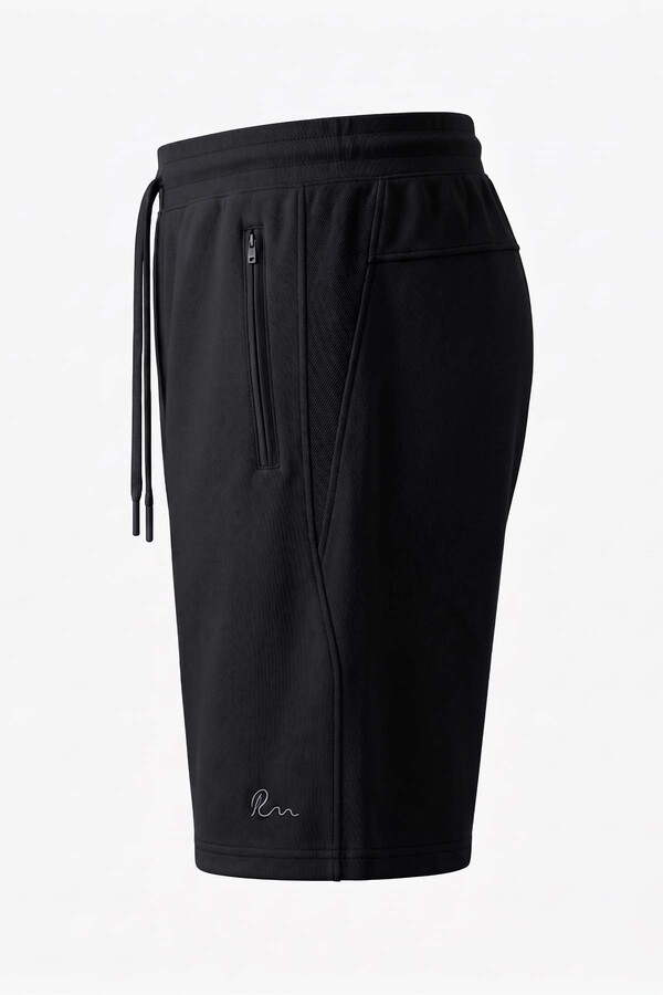 Black Knit Casual Shorts with Cargo Pockets - Thumbnail