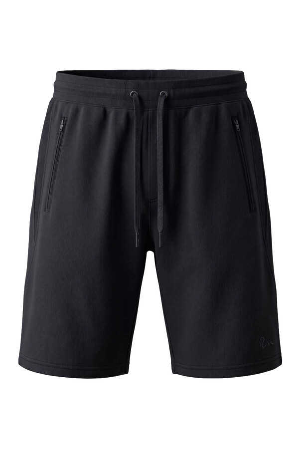 Black Knit Casual Shorts with Cargo Pockets - Thumbnail
