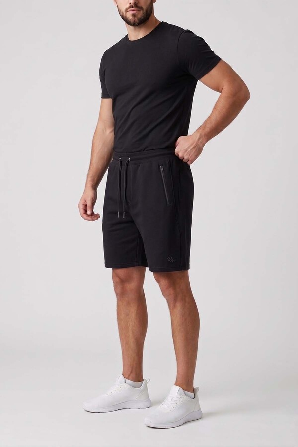 Black Knit Casual Shorts with Cargo Pockets - Thumbnail