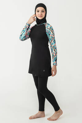 Maresiva - Black Long-Sleeved Full-Cover Swimwear Set
