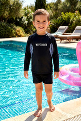 Neopy - Black Long-Sleeved Modest Swimsuit for Boys