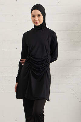 Remsa - Black Lycra Full Cover Modest Swimsuit Set 1429-01