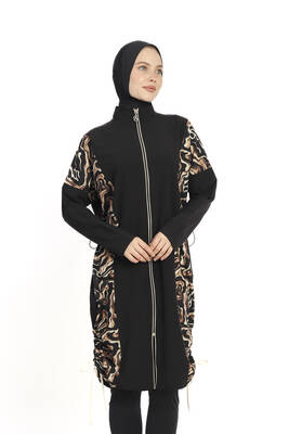 Haliç Mayo - Black Print Full-Cover Swimwear Set (1)