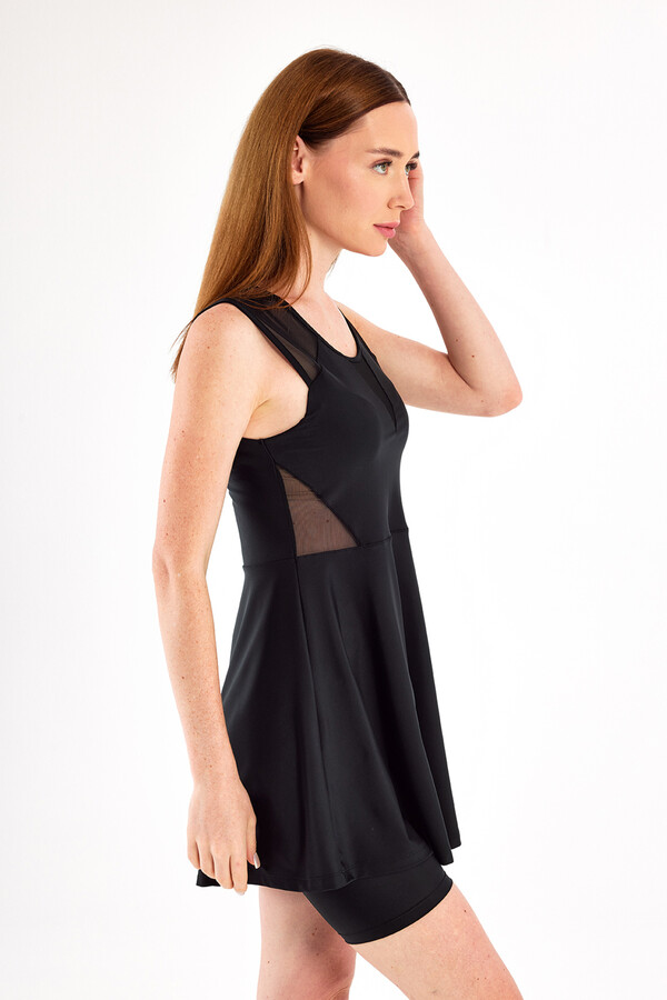 Black Semi-Covered Swimsuit with Shorts - Thumbnail