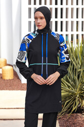 Adasea - Black Sport Lycra Full Coverage Modest Swimsuit Set 1225