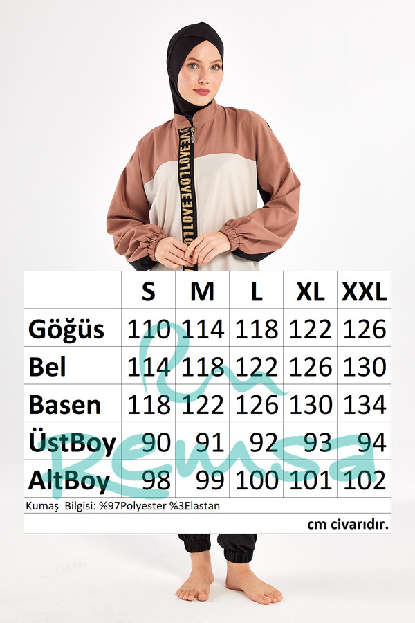 Black Sport Lycra Full Coverage Modest Swimsuit Set 1211 - Thumbnail