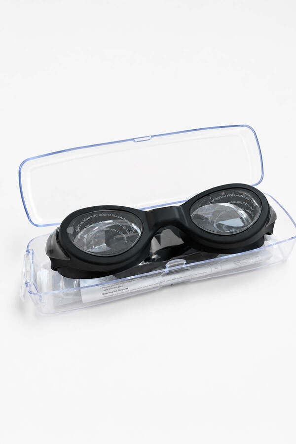 Black Sporty Swim Goggles with Adjustable Strap - Thumbnail