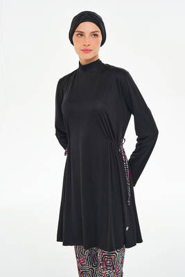 Rozamay - Bol Paça Likralı Tam Kapalı Tesettür Mayo 3125 Siyah Rozamay - Bol Paça Likralı Tam Kapalı Tesettür Mayo 3125 Siyah