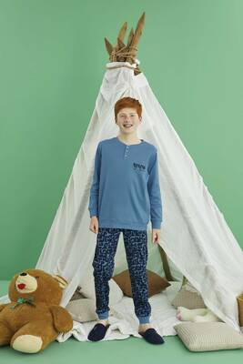Remsa - Boys' Aydoğan Cotton Pajama Set - 240727 Petrol (1) Remsa - Boys' Aydoğan Cotton Pajama Set - 240727 Petrol (1)