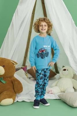 Remsa - Boys' Aydoğan Cotton Pajama Set - 240737 Blue (1) Remsa - Boys' Aydoğan Cotton Pajama Set - 240737 Blue (1)