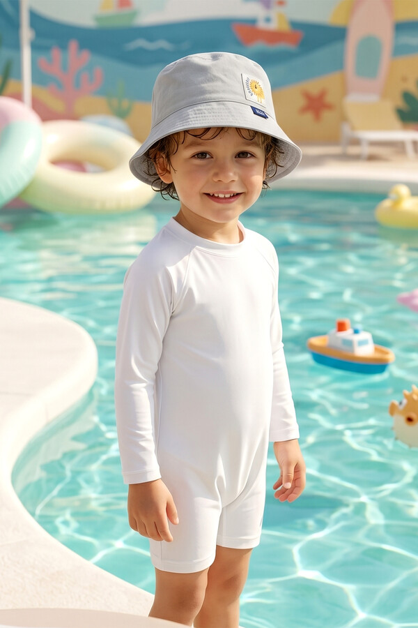 Boys' Bucket Hat in Light Grey - Thumbnail