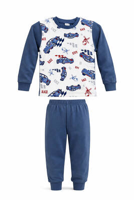 Remsa - Boys Cotton Patterned Pajama Set 6068-16 Indigo