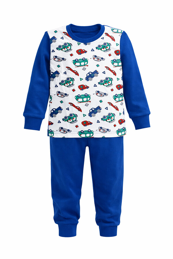 Boys Cotton Patterned Pajama Set 6068-21 Saks02 - Thumbnail