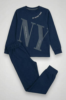 Remsa - Boys' Garson Boy Cotton Knit Pajama Set 4224 Navy (1)