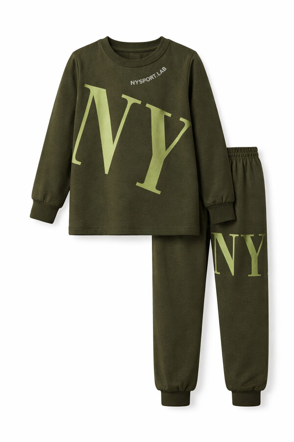 Boys' Sailor Boy Cotton Knit Pajama Set 4224 Khaki02 - Thumbnail