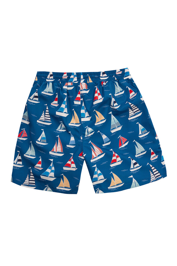 Boys Swim Trunks in Petrol with Nautical Print 5321 - Thumbnail