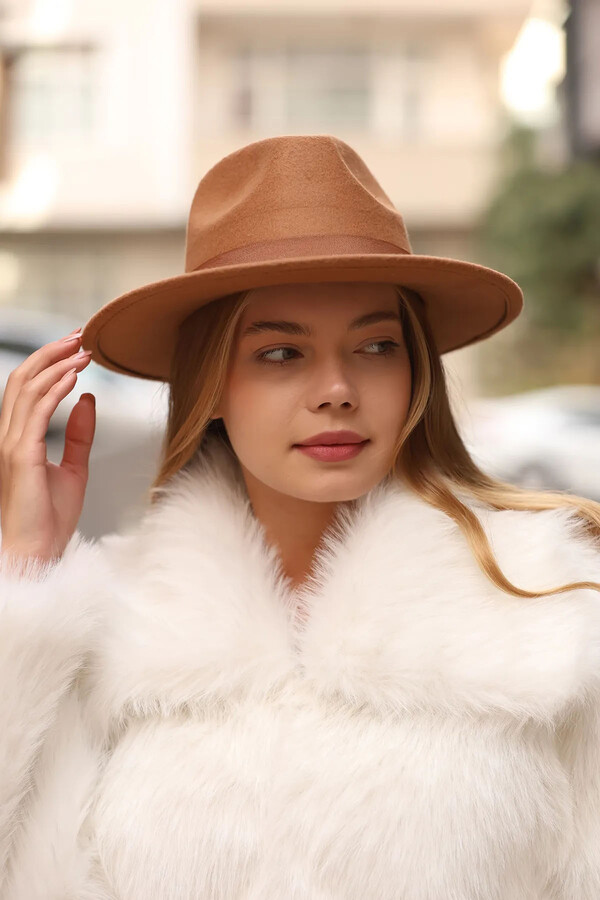 Button Detail Fedora Hat 1145 Camel - Thumbnail