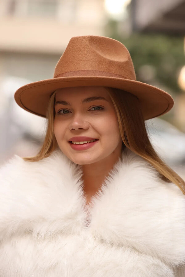 Button Detail Fedora Hat 1145 Camel - Thumbnail