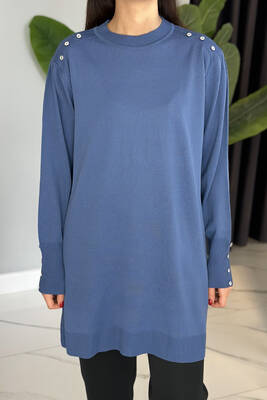 Remsa - Button Detail Knit Tunic 34048 Indigo