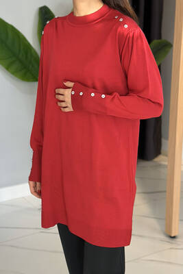 Remsa - Button Detail Knit Tunic 34048 Red (1)