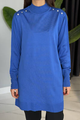 Remsa - Button Detail Knit Tunic 34048 Royal Blue